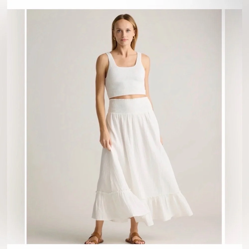 Quince 100% Organic Cotton Gauze Smocked Maxi Skirt | Small | MSRP: $59.90 - Picture 2 of 3